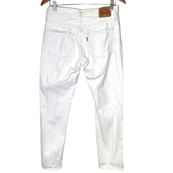 LEVI'S 501 Original Fit White Distressed Straight Leg Jeans - Picture 9 of 15